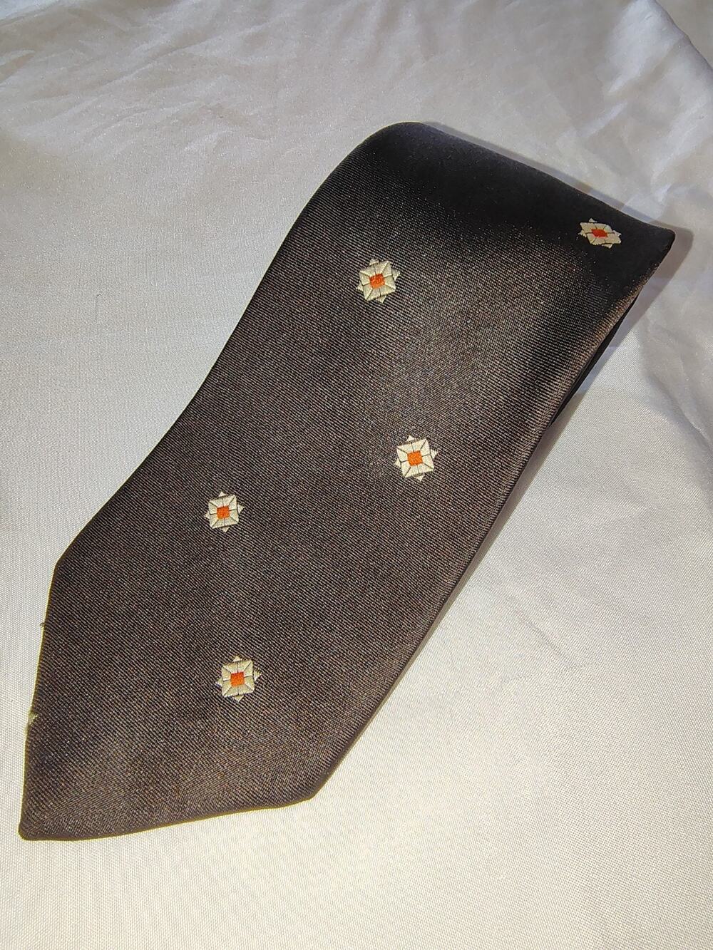Vintage Polyester Anderson Little Brown Geometric Medallion Necktie